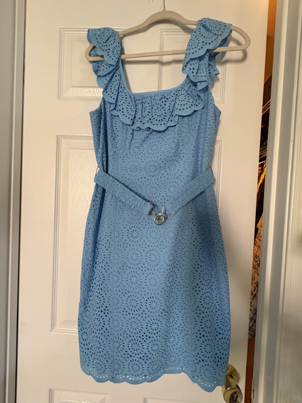 Lilly Pulitzer Light Blue Smocked Dress with Hot Pink Tag